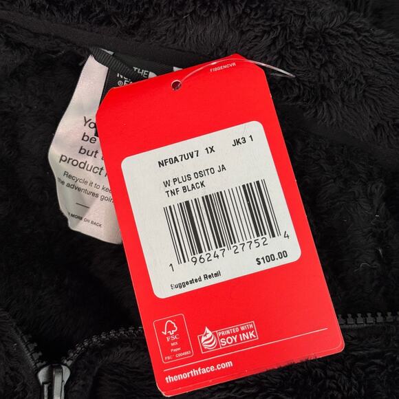 The North Face Osito Jacket Womens 1X Fuzzy Fleece Zip Softshell Plus Size NEW - Picture 4 of 12